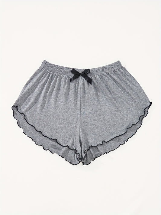 Szorty damskie z elastycznym pasem i falistym wykończeniem