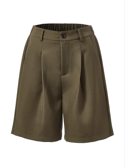 Szorty damskie z zakładkami i elastycznym tyłem pasa