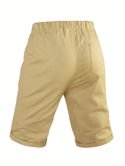 Szorty męskie z elastycznym pasem i podwiniętą krawędzią dołu