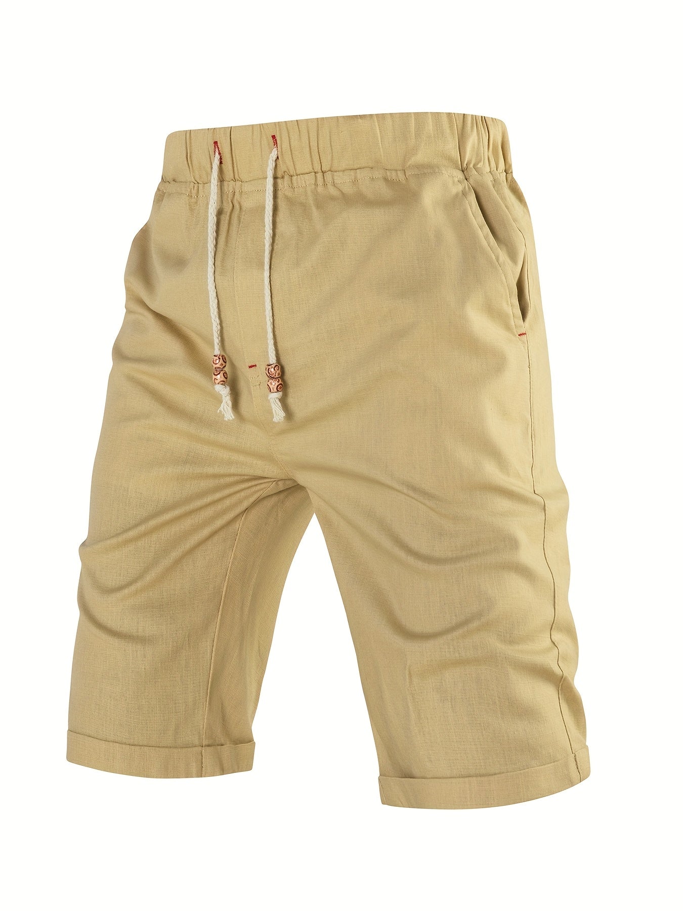 Szorty męskie z elastycznym pasem i podwiniętą krawędzią dołu