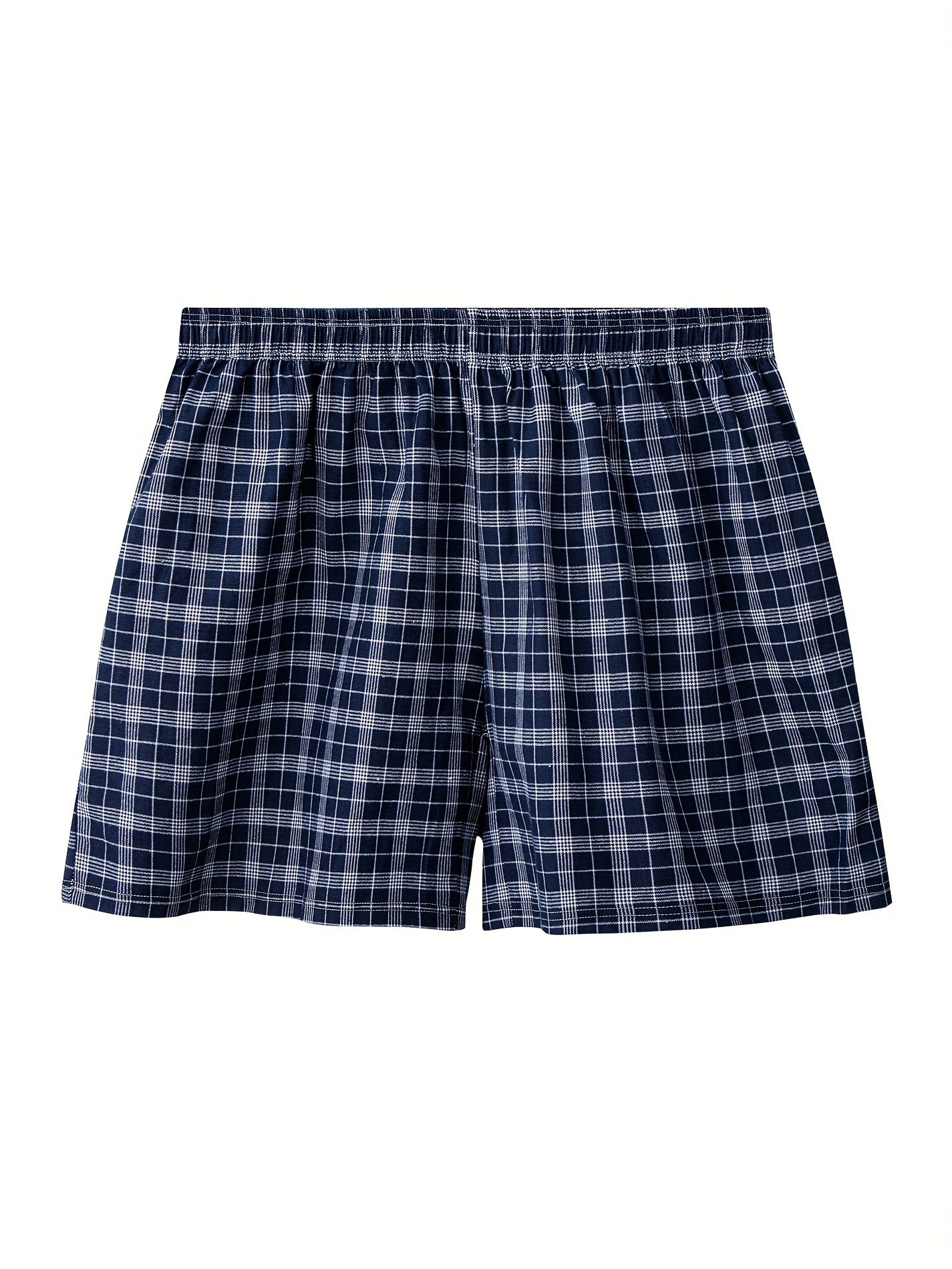 Szorty męskie z elastycznym pasem i wzorem kratki