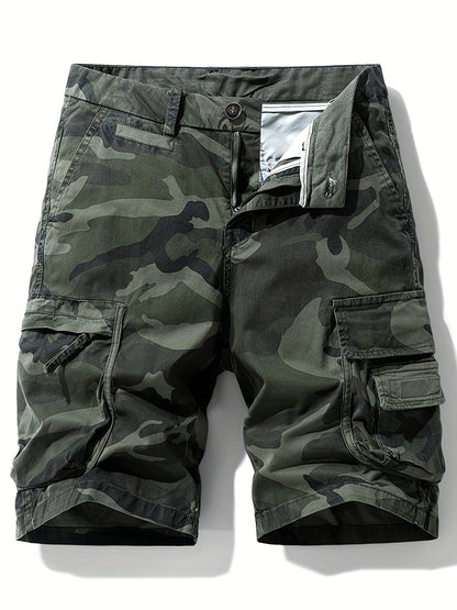 Szorty męskie z kieszeniami cargo i wzorem moro