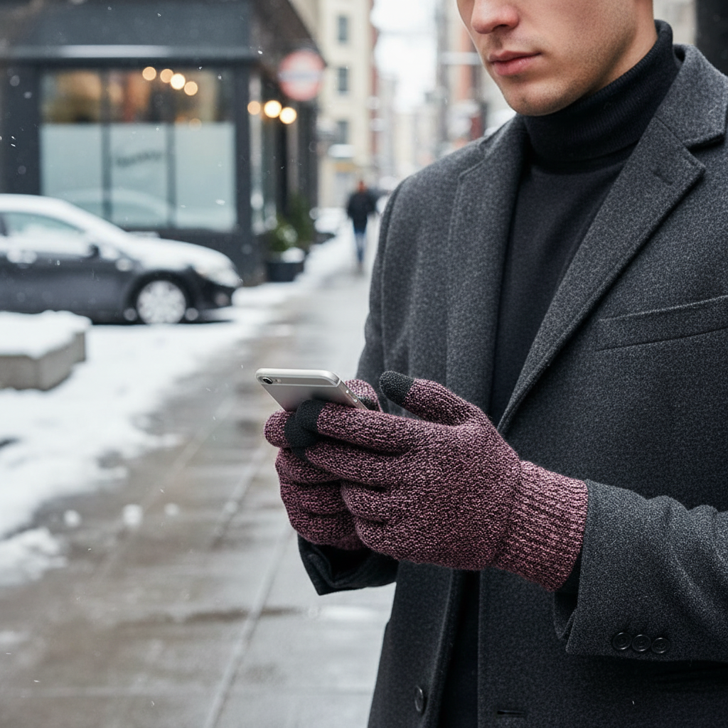 Termiczne dziane rękawiczki - CozyConnect