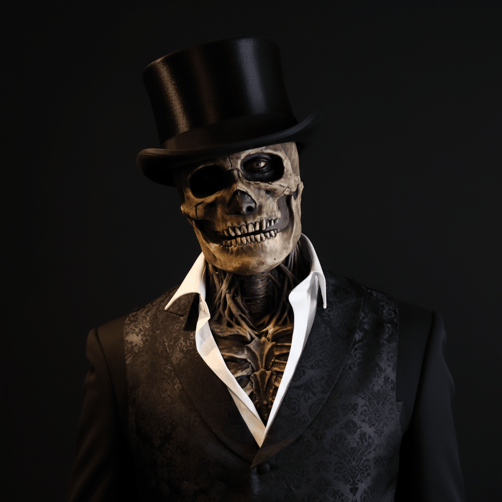 Uniseks maska szkieletu z kapeluszem na Halloween