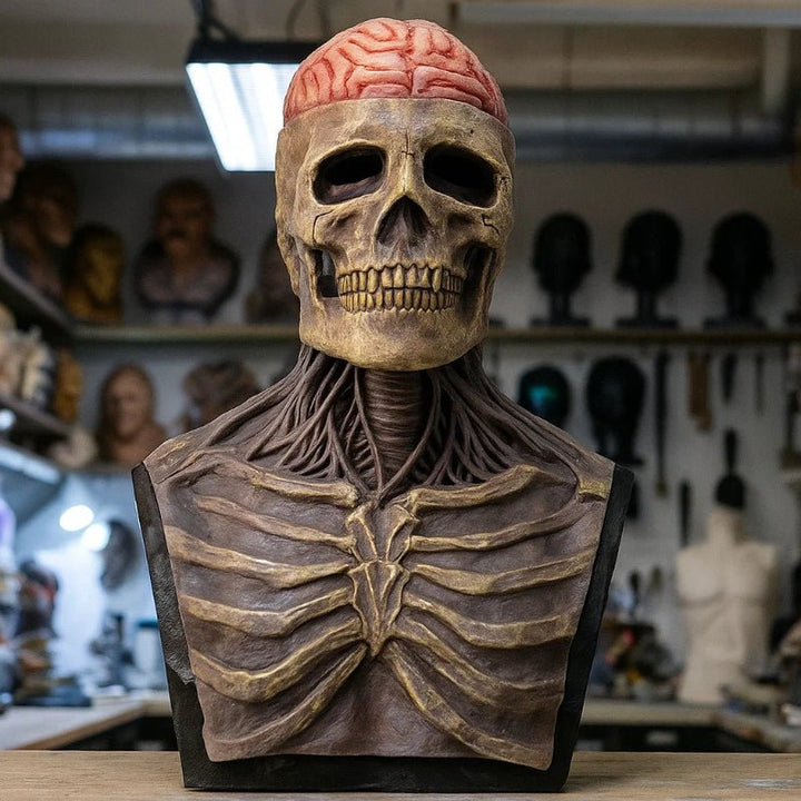 Uniseks maska szkieletu z kapeluszem na Halloween