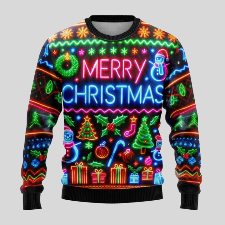 Uniseksowy neonowy sweter świąteczny