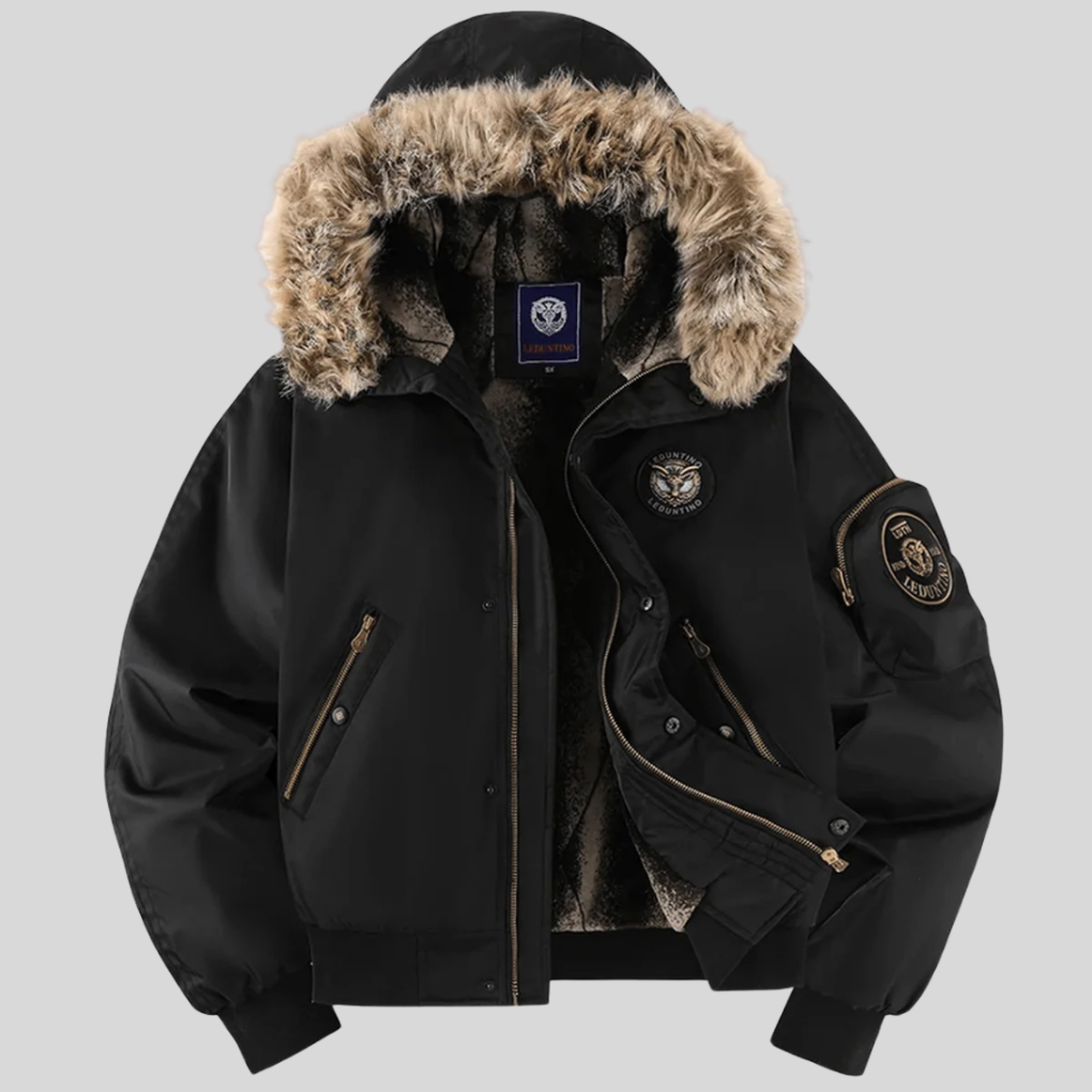 Padded Bomber Jacket z kapturem z sztucznego futra