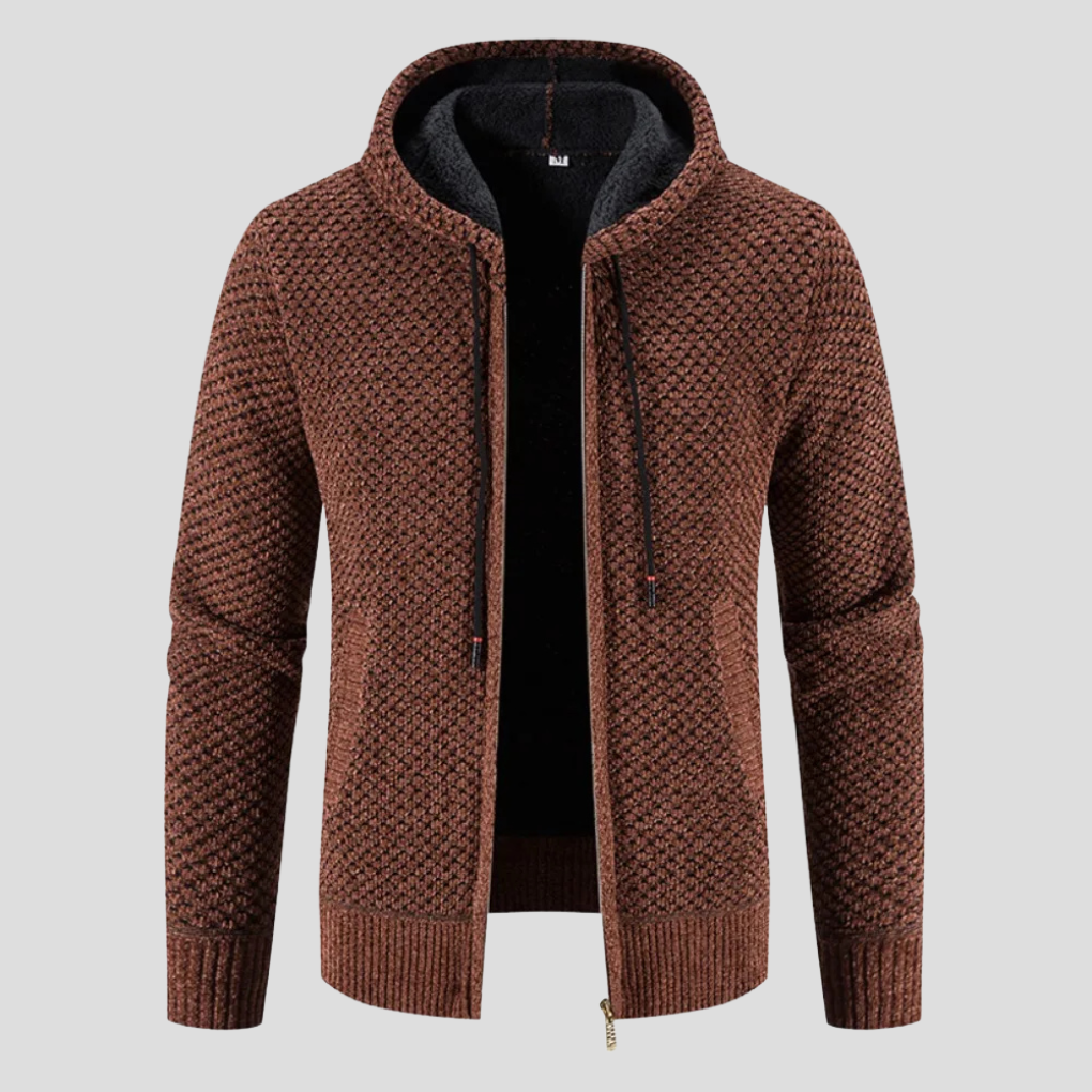Męski sweter z dzianiny typu cardigan