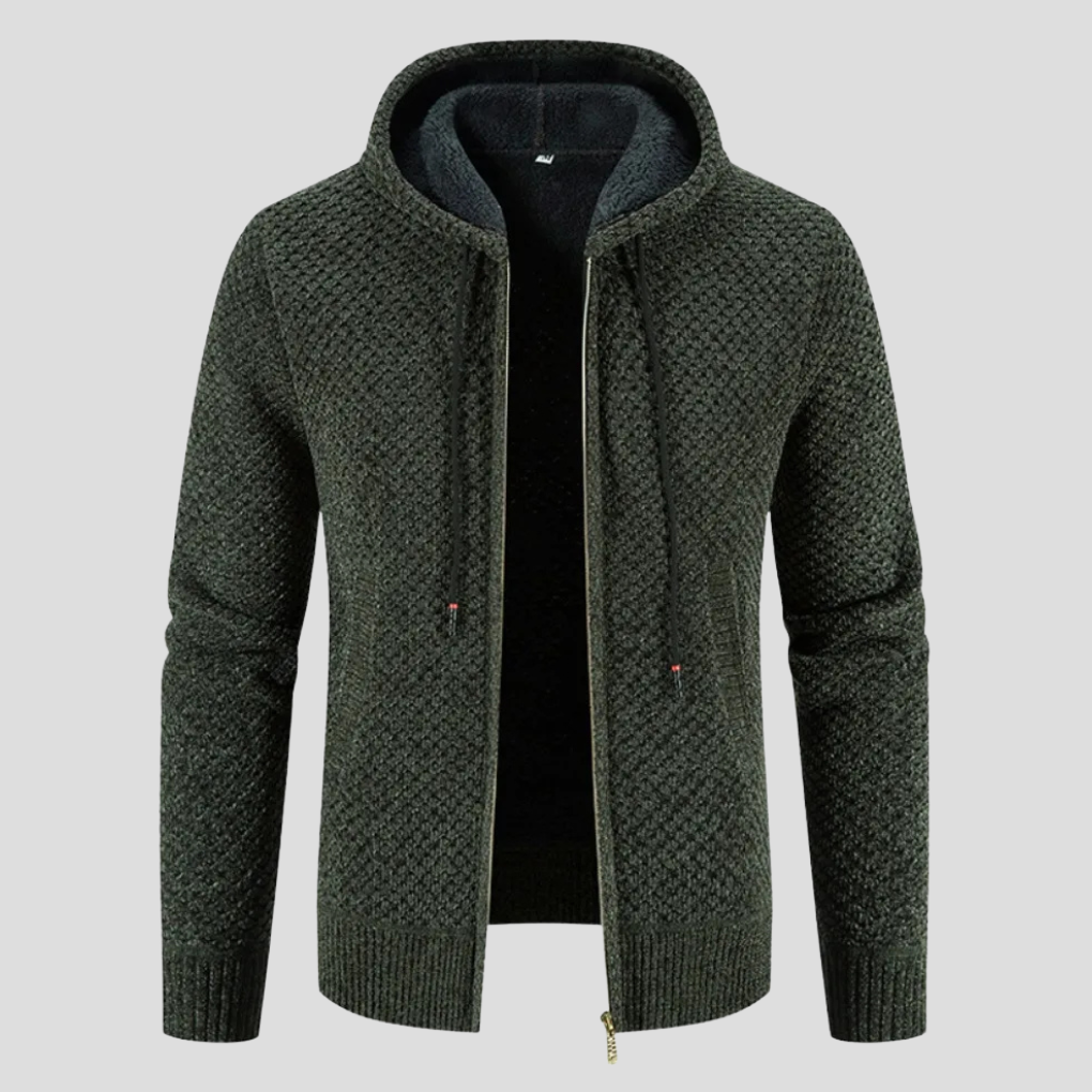 Męski sweter z dzianiny typu cardigan