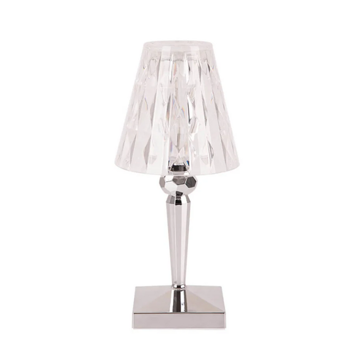 Szykowna lampa stołowa o kryształowym designie – CrystalLuxe