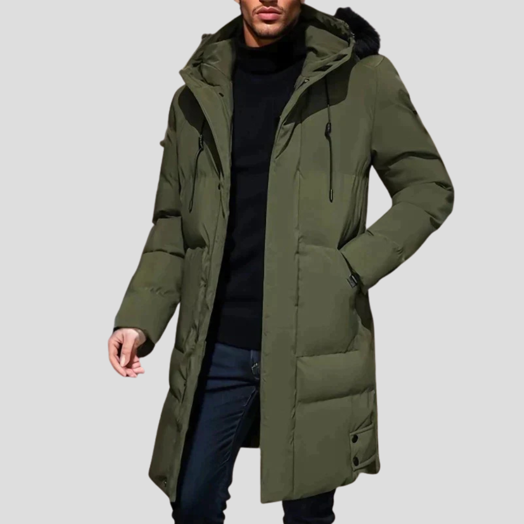 Męska kurtka typu parka – elegancka osłona na trudne warunki pogodowe