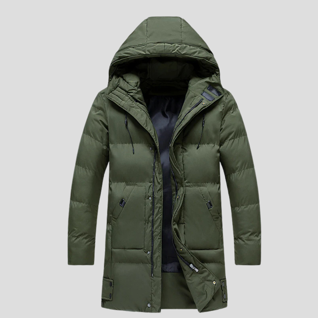 Męska kurtka typu parka – elegancka osłona na trudne warunki pogodowe