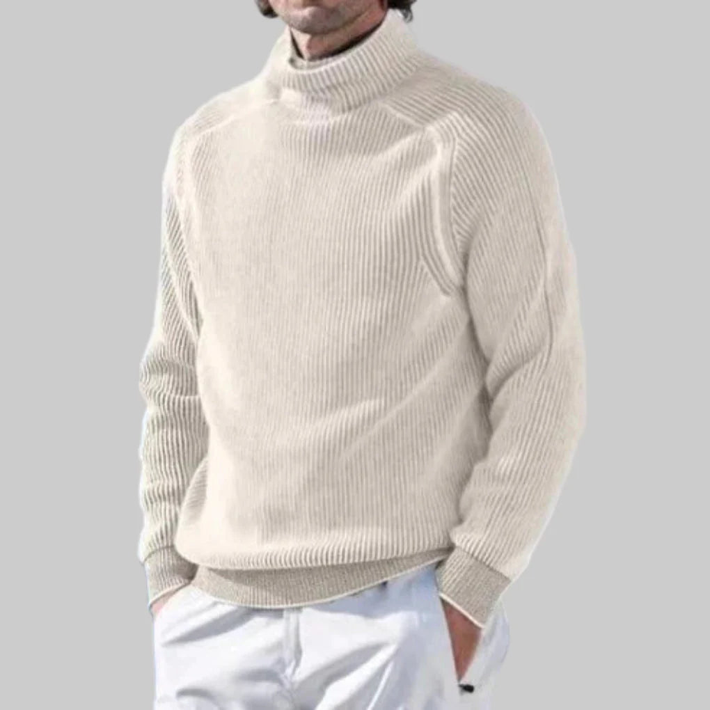 Męski sweter z golfem  Elegancka dzianina w jednolitym kolorze