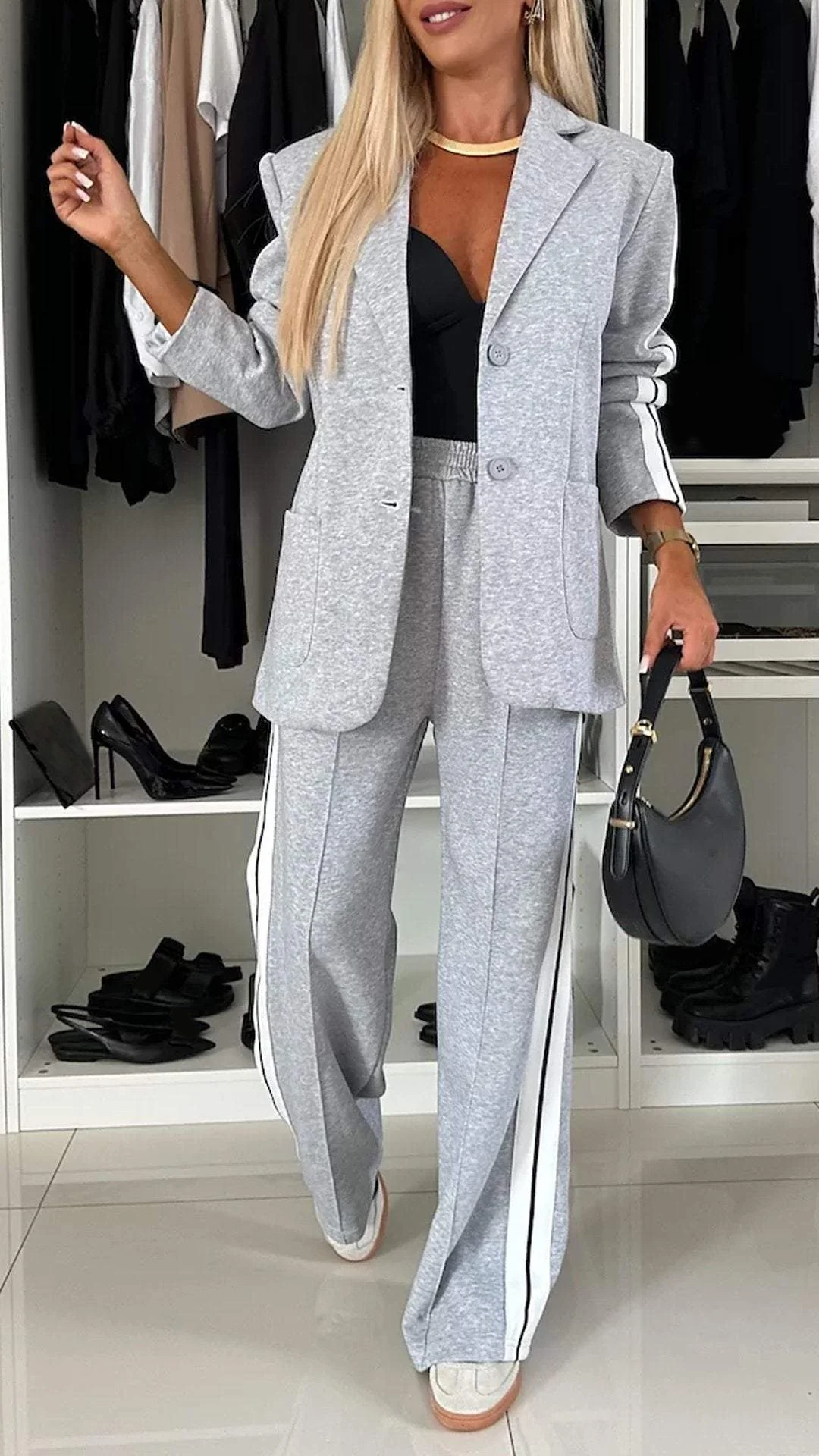 EliteEase VivaSet Zestaw 2-częściowy | Blezer i spodnie o luźnym kroju dla eleganckiego wyglądu