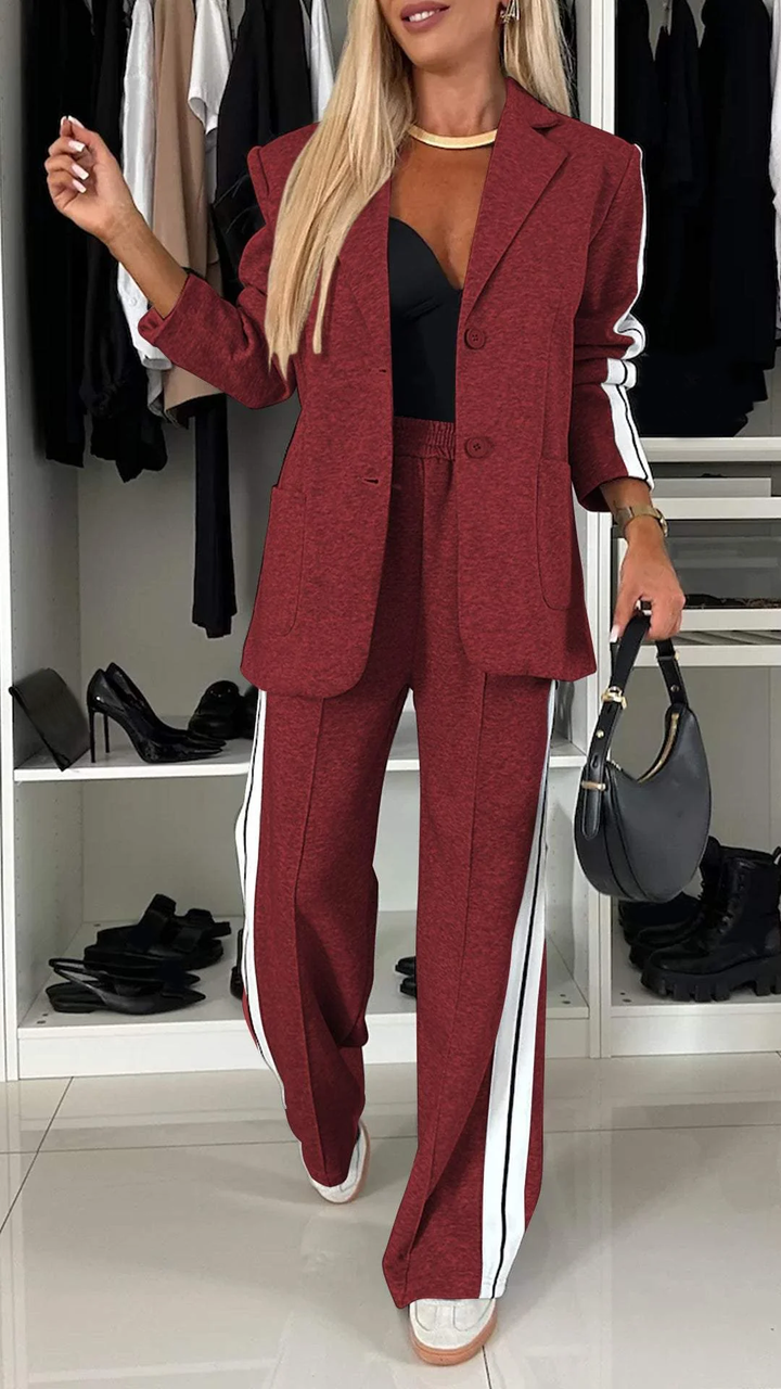 EliteEase VivaSet Zestaw 2-częściowy | Blezer i spodnie o luźnym kroju dla eleganckiego wyglądu