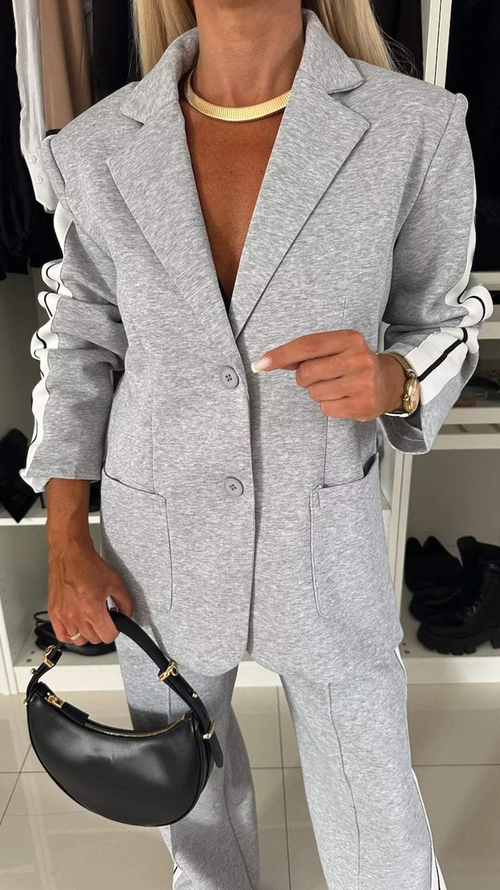 EliteEase VivaSet Zestaw 2-częściowy | Blezer i spodnie o luźnym kroju dla eleganckiego wyglądu