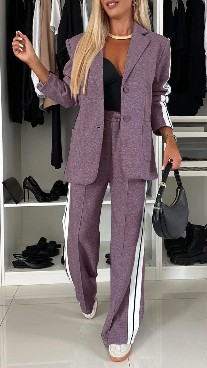 EliteEase VivaSet Zestaw 2-częściowy | Blezer i spodnie o luźnym kroju dla eleganckiego wyglądu