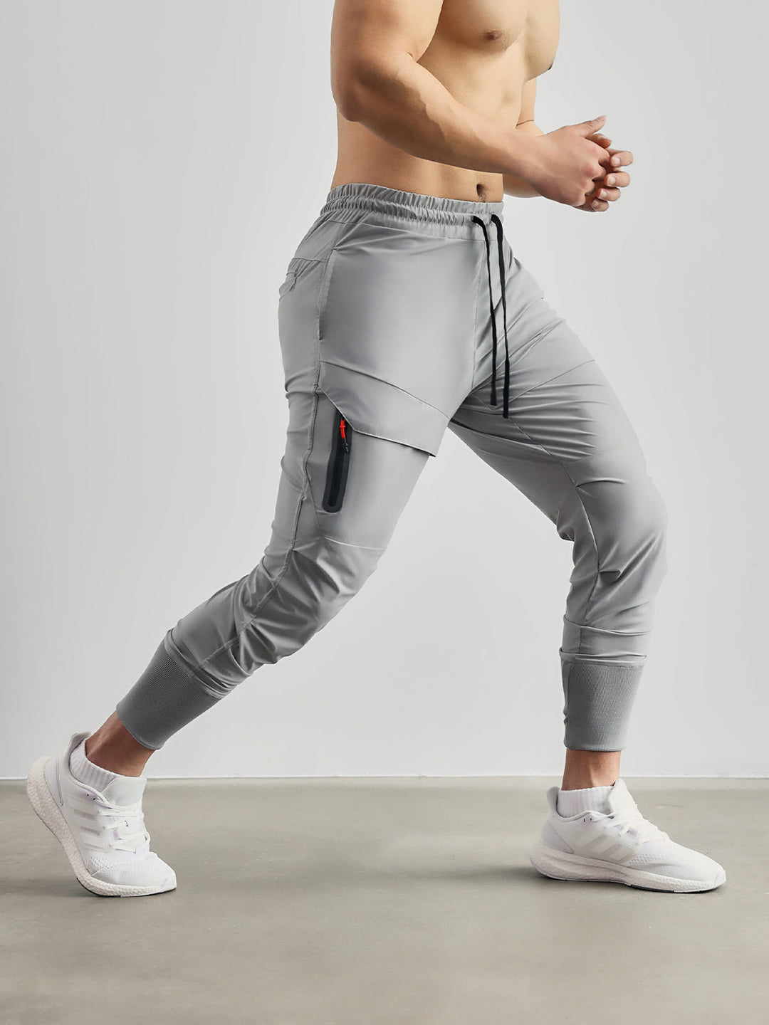 Męskie Spodnie Sportowe Stretch Elastyczny Pas Zwężane Nogawki