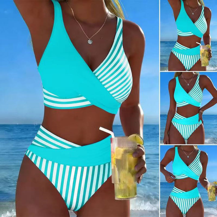 Womens Color-Block Casual Bikini Set