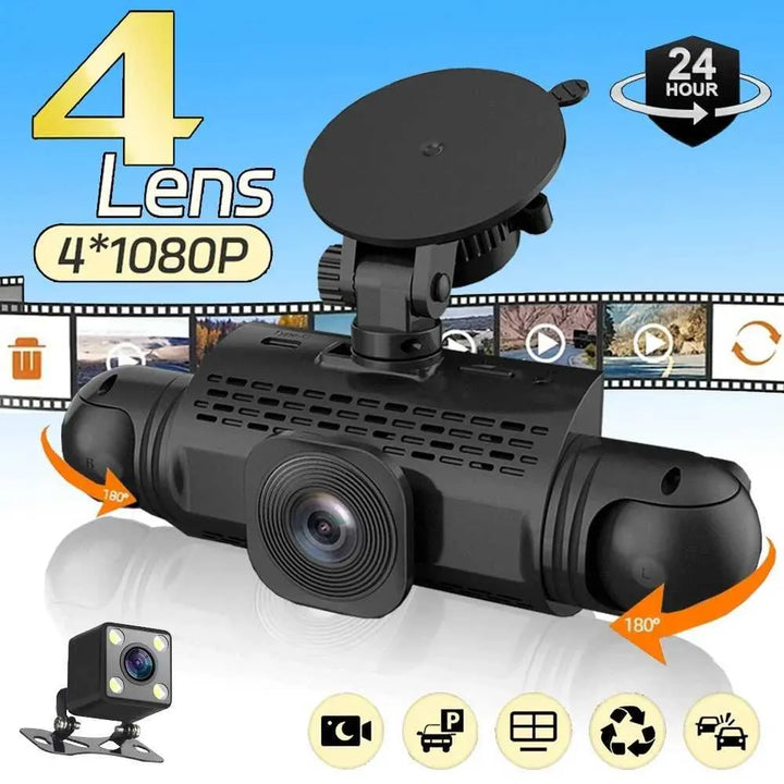 Wideorejestrator samochodowy 360° | DashGard Pro CX360 | Rejestrator jazdy Full HD z widzeniem nocnym i monitorem parkingowym