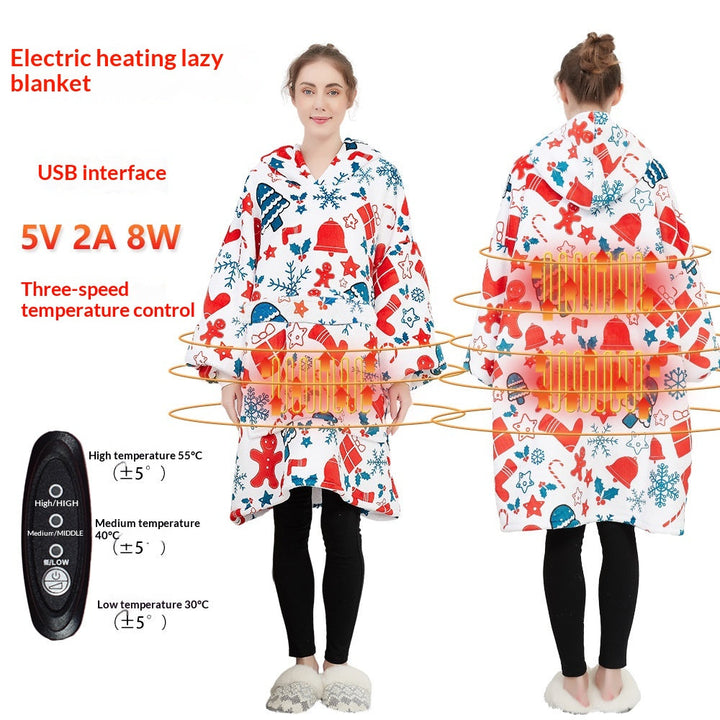 Ogrzewana bluza-koc oversize z sherpy z 3 poziomami