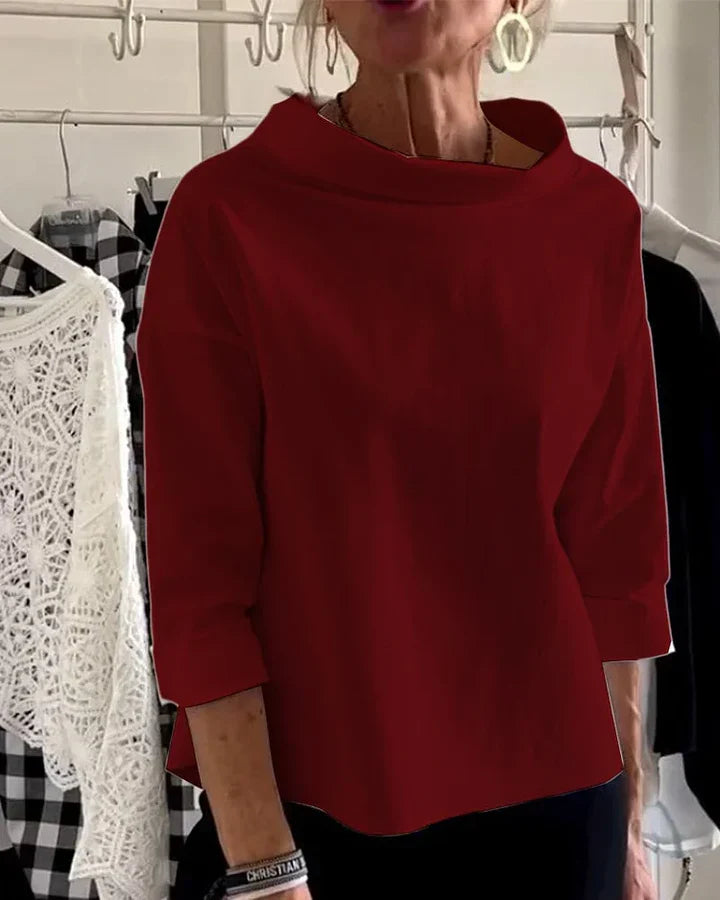 Casual Top z Szerokimi Klapami i Pół Golfem dla Stylowego Wyglądu