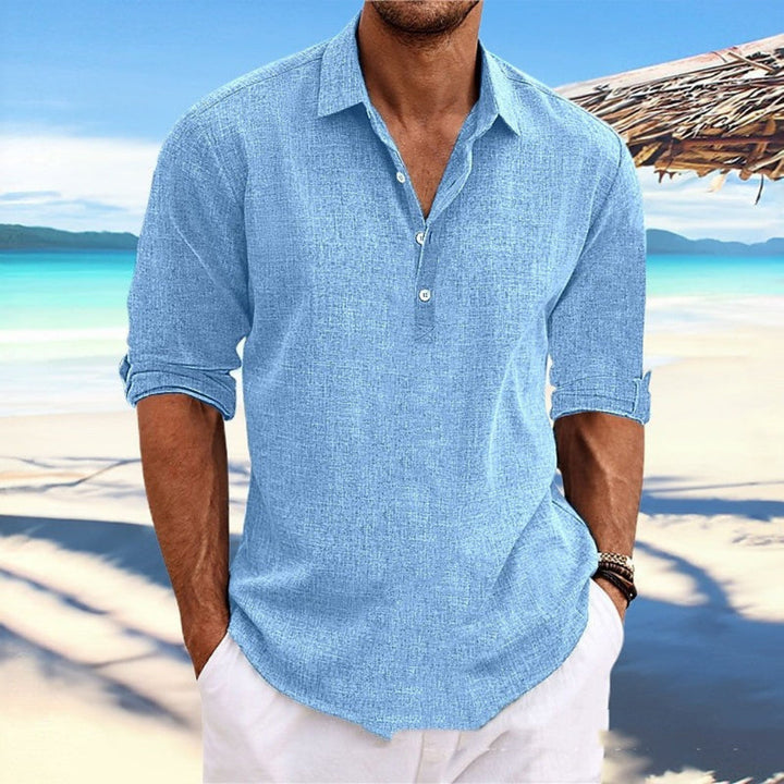 Men's Hemp Long Sleeve Loose-Fit Solid Color Shirt Plus Size Cotton Hemp Shirt Sweatshirt For Men Casual Everyday Wear