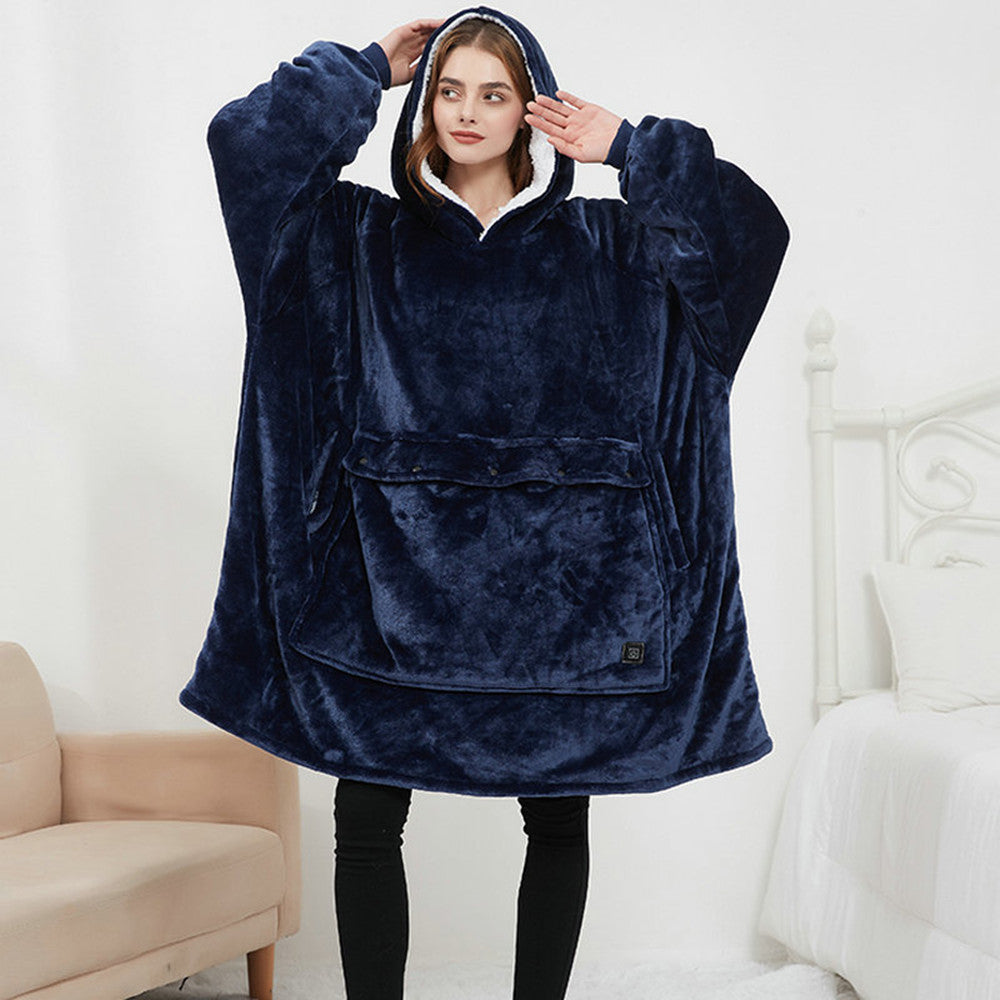 Ogrzewana bluza-koc oversize z sherpy z 3 poziomami
