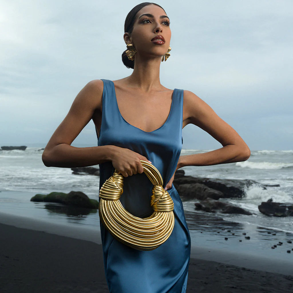 Tkana torebka damska z węzłem