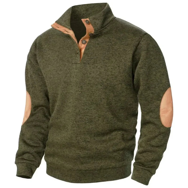Męski sweter z dekoltem w serek na styl outdoorowy i casualowy