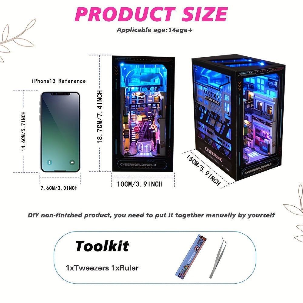 Zestaw DIY Gablota Cyberpunk – Model 3D do Dekoracji Domu z Podświetleniem