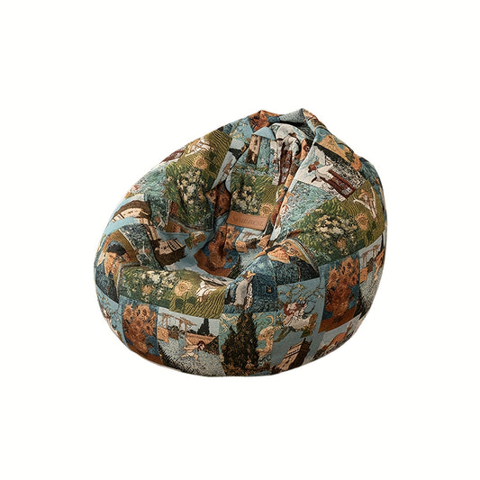 Puf typu worek z tkaniny z nadrukiem