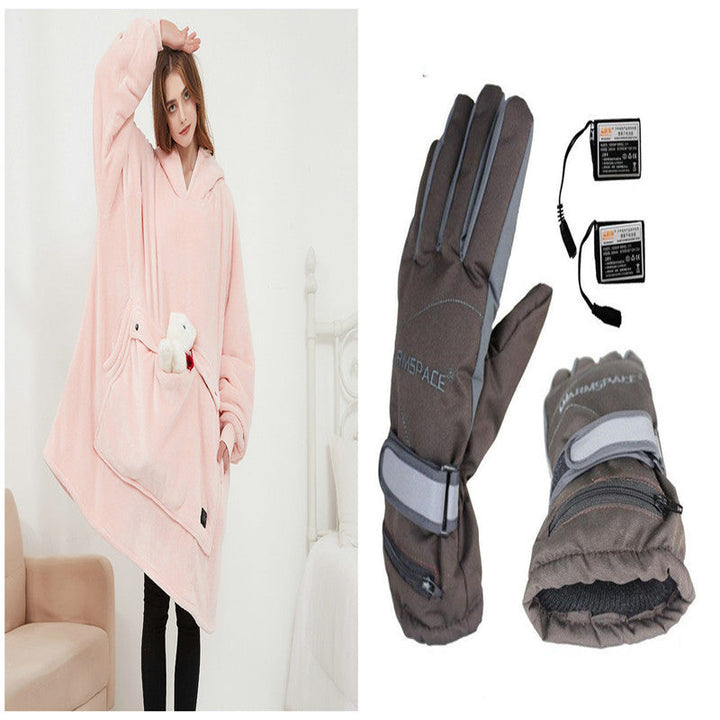 Ogrzewana bluza-koc oversize z sherpy z 3 poziomami