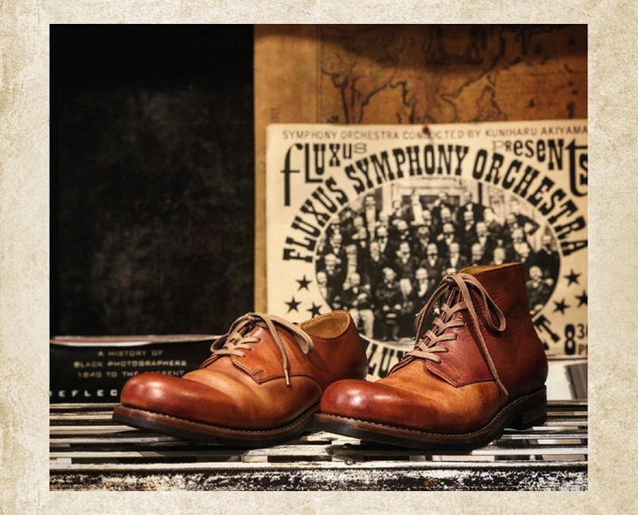 Męskie retro skórzane sznurowane buty z antypoślizgową podeszwą
