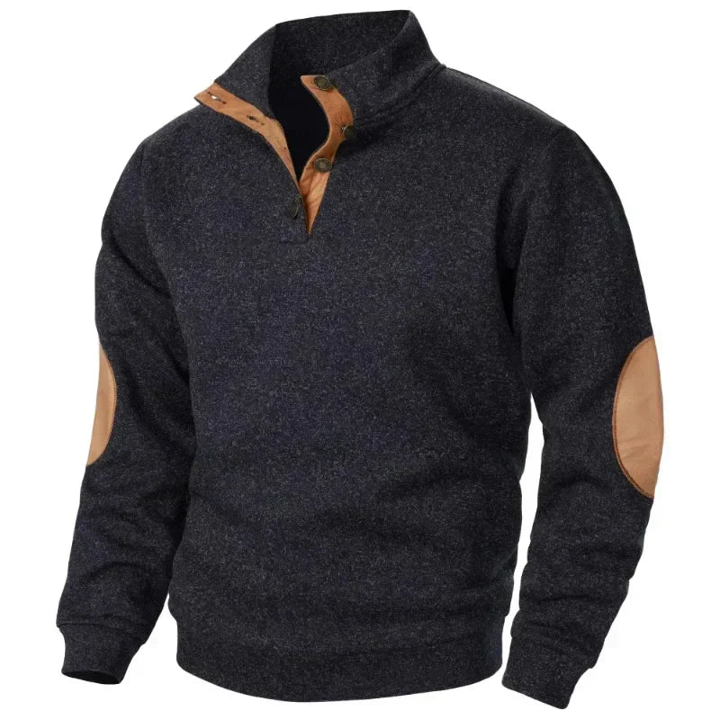 Męski sweter z dekoltem w serek na styl outdoorowy i casualowy