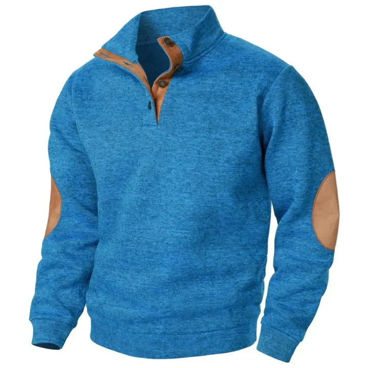 Męski sweter z dekoltem w serek na styl outdoorowy i casualowy