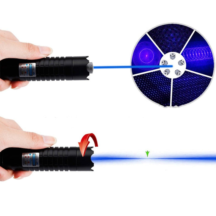 Latarka Laserowa z Niebieską Wiązką | Wysokowydajna Moc Optyczna 450nm | Zasięg Taktyczny ponad 5000m | Aluminiowa Latarka z Regulowaną Ogniskową | Latarka Zdolna do Zapłonu Termicznego