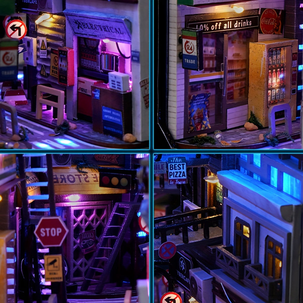 Zestaw DIY Gablota Cyberpunk – Model 3D do Dekoracji Domu z Podświetleniem