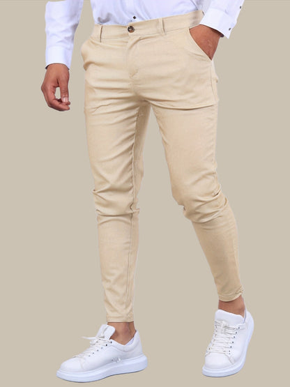 Męskie Chinosy Skinny Fit ze Zwężaną Nogawką i Zapięciem na Zamek