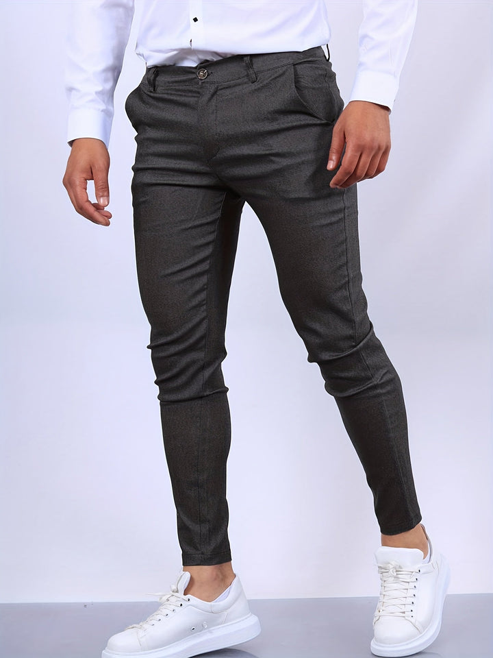 Męskie Chinosy Skinny Fit ze Zwężaną Nogawką i Zapięciem na Zamek