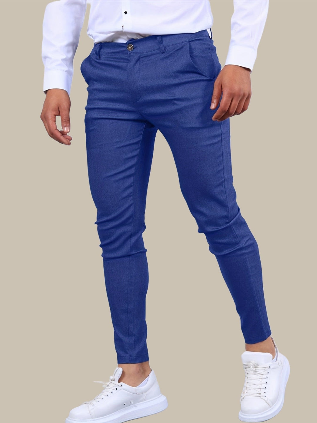 Męskie Chinosy Skinny Fit ze Zwężaną Nogawką i Zapięciem na Zamek