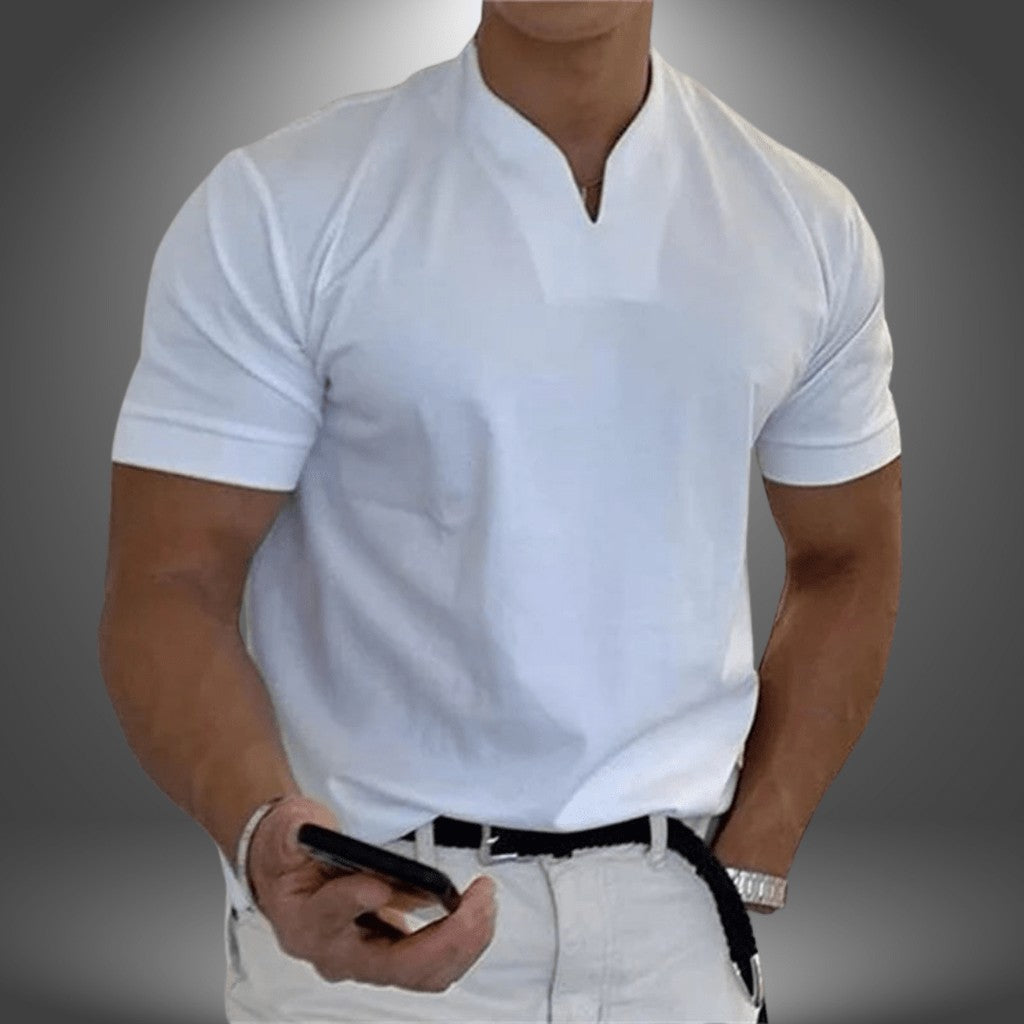 Archer | Gładki Codzienny T-shirt Męski w Serek — zdjęcie 1