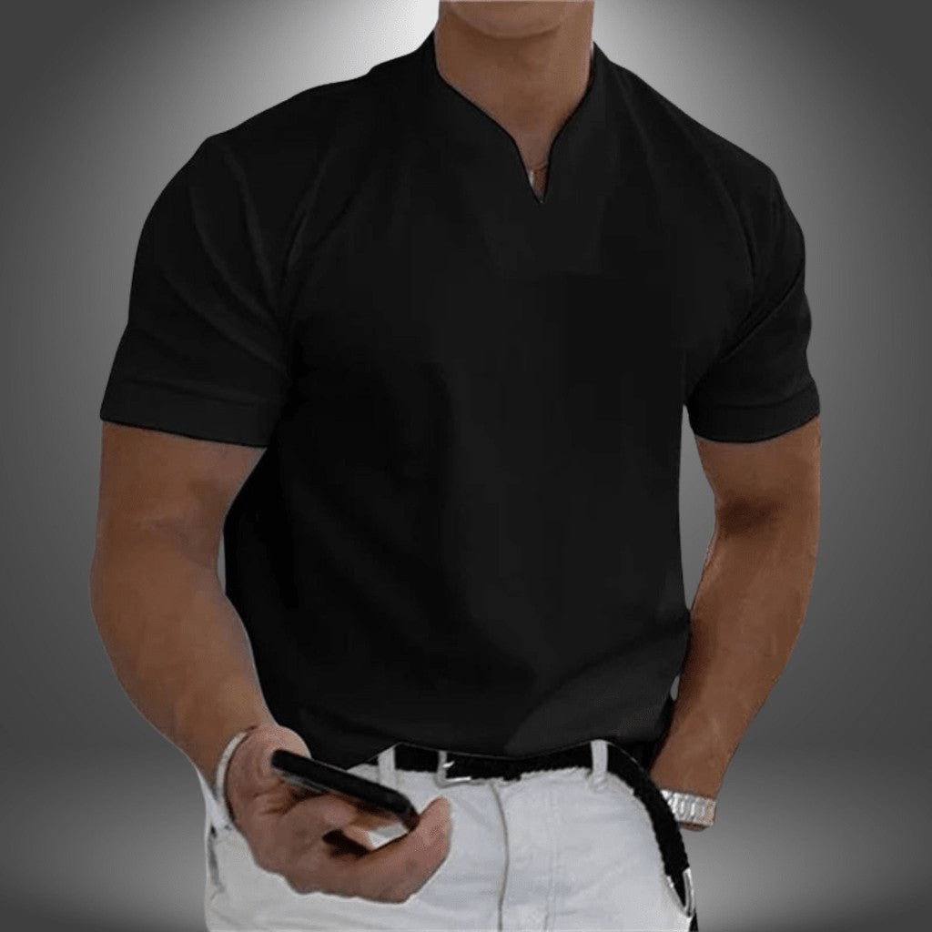 Archer | Gładki Codzienny T-shirt Męski w Serek — zdjęcie 2