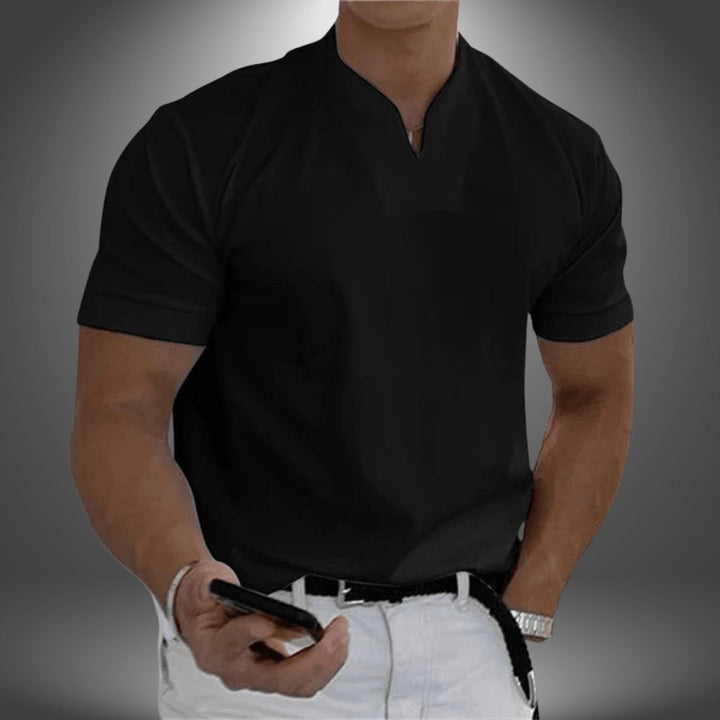 Archer | Gładki Codzienny T-shirt Męski w Serek — zdjęcie 2