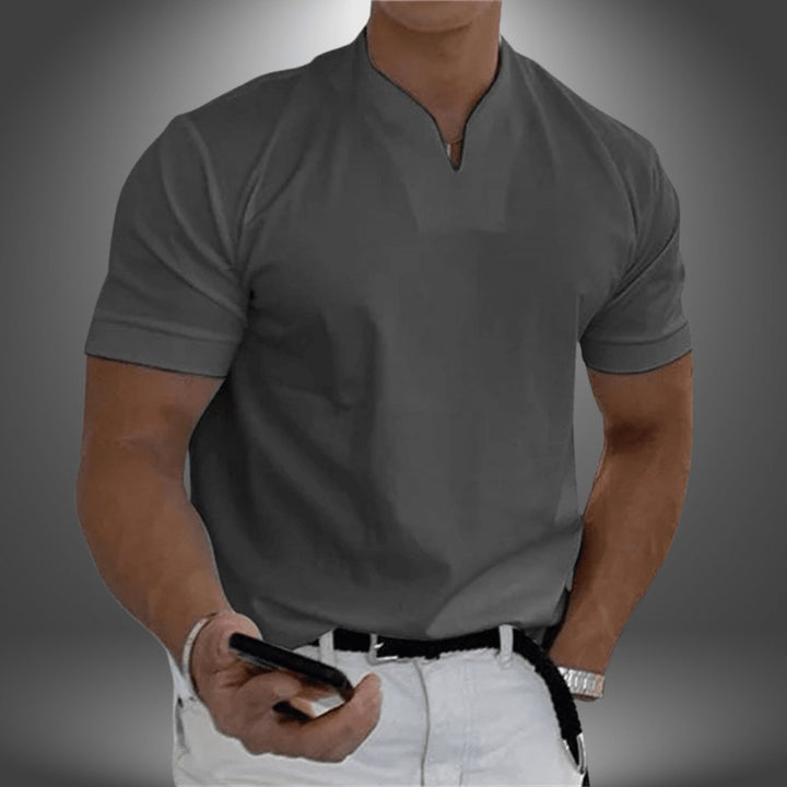 Archer | Gładki Codzienny T-shirt Męski w Serek — zdjęcie 4
