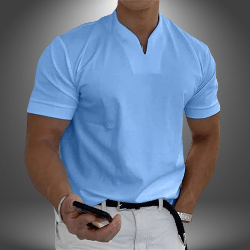 Archer | Gładki Codzienny T-shirt Męski w Serek — zdjęcie 5
