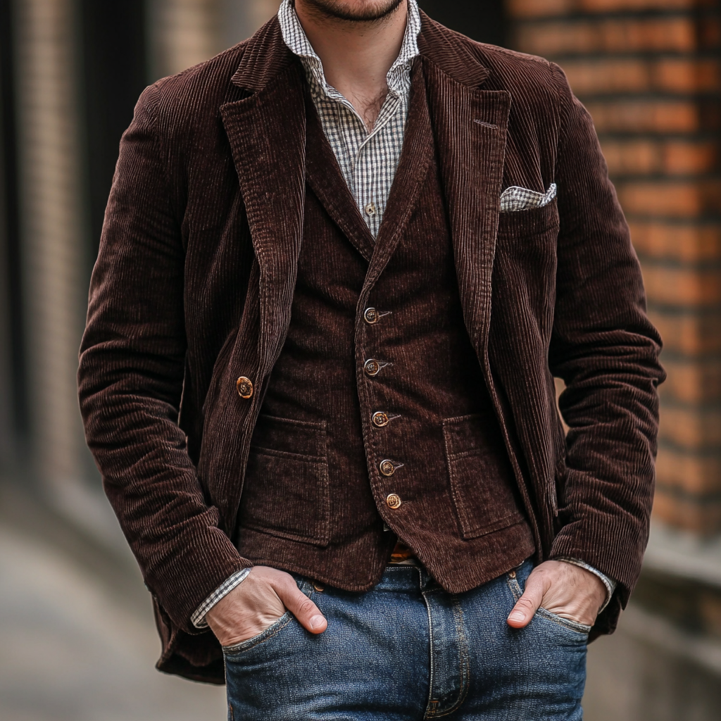 Męski Zestaw Marynarka I Kamizelka Z Dopasowanym Krojem Slim Fit Design