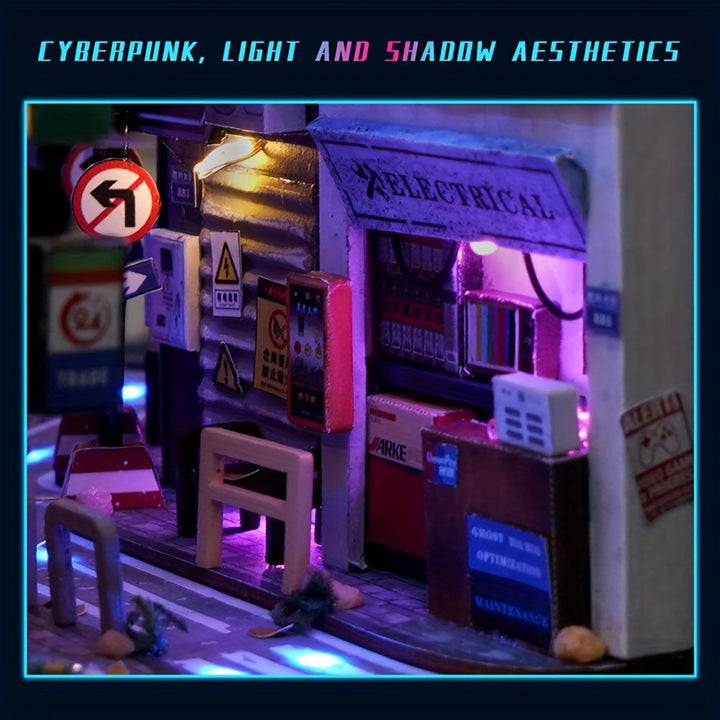 Zestaw DIY Gablota Cyberpunk – Model 3D do Dekoracji Domu z Podświetleniem