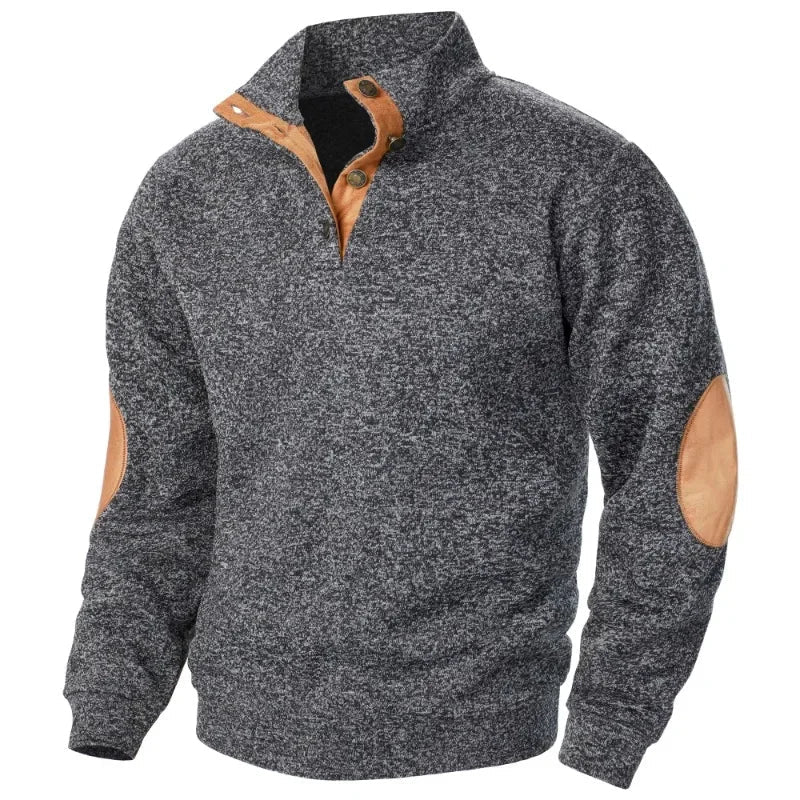 Męski sweter z dekoltem w serek na styl outdoorowy i casualowy