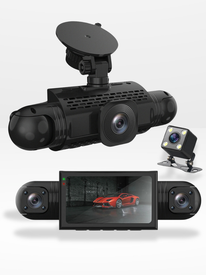 Wideorejestrator samochodowy 360° | DashGard Pro CX360 | Rejestrator jazdy Full HD z widzeniem nocnym i monitorem parkingowym